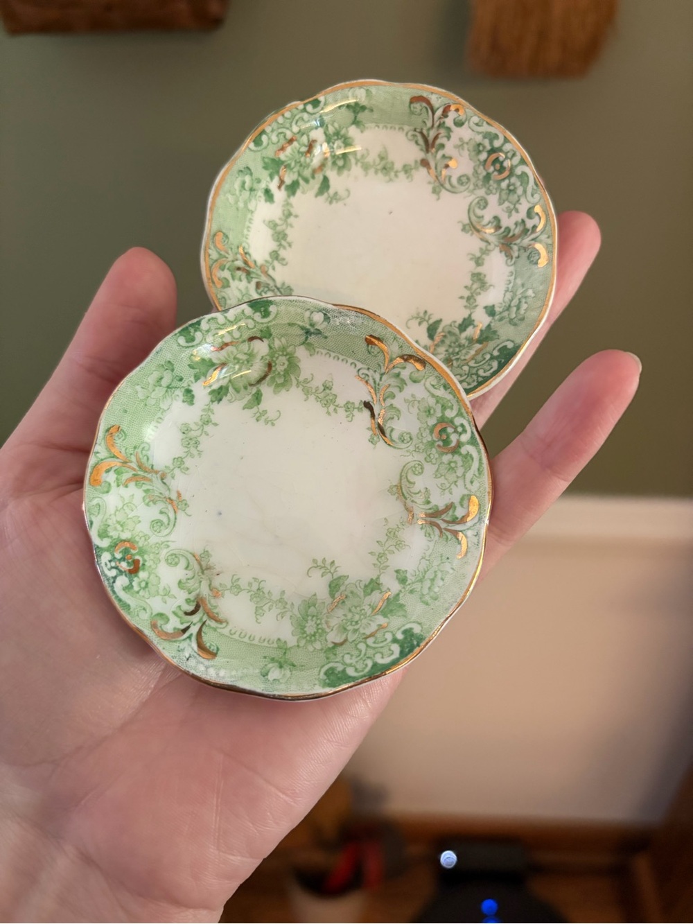 Johnson Bros Butter Pats Vintage Green and Gold